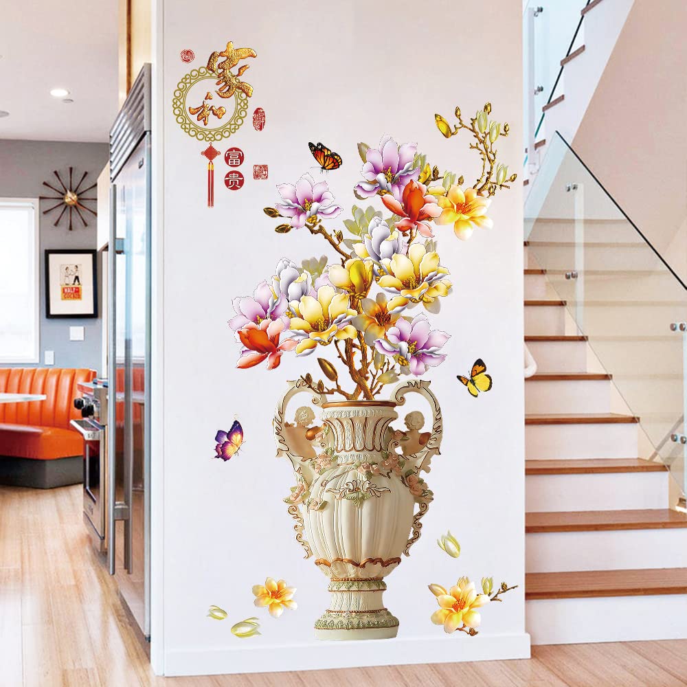 中国の壁掛け Amazon.co.jp: Supzone 中国風花瓶ウォールステッカーゴールドシャク